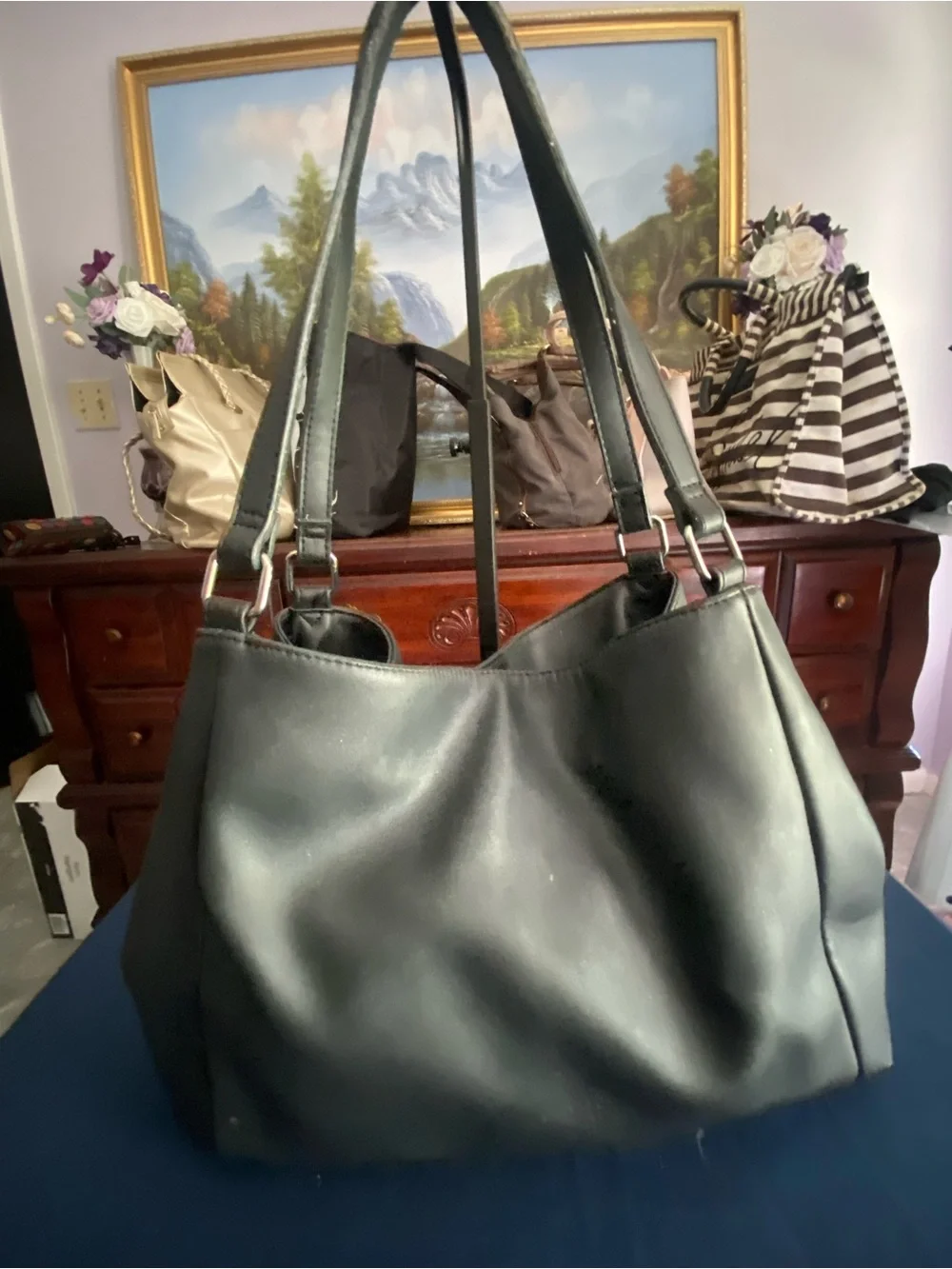 Vintage Nine West Triple Compartment Carryall Hobo Bag | Black Y2K Era